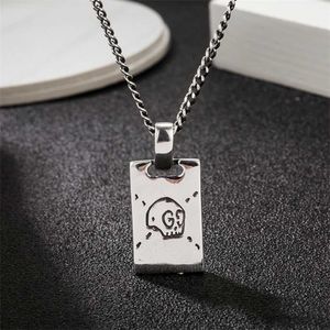 20% de desconto 2023 Novo designer de jóias pulseira colar anel Sterling Retangular Pingente elf Crânio suéter hip hop cadeia