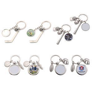 DIY Logo Customized Design Baseball/Soccer/Hockey Ball Pendant Key Ring Sublimation Metal Football Helmet Keychain Gift