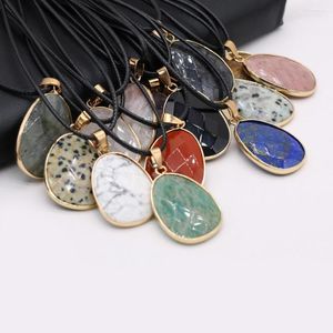 Pendant Necklaces Natural Stone Necklace Faceted Irregural Picture Damation Jasper For Women Jewerly Gift 23x34mm