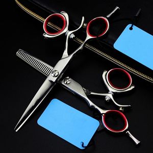 Tools Professional Left handed japan 440c 5.5 inch fly Rotate hair scissors cutting barber makas thinning shears hairdressing scissors