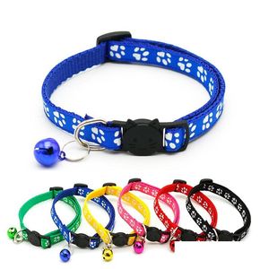 Dog Collars Leashes Easy Wear Cat Collar With Bell Adjustable Buckle Puppy Pet Supplies Accessories Small Safety Dbc Drop Delivery Dhpxi