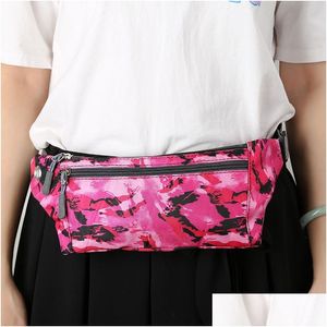 Diğer Ev Tekstil Moda Kamuflaj Bel Çantası Naylon Su Geçirmez Taktik Koşu Dağcılığı Açık Hava Spor Fanny Pack Ferny Pack Fermuar Bel Dhieo