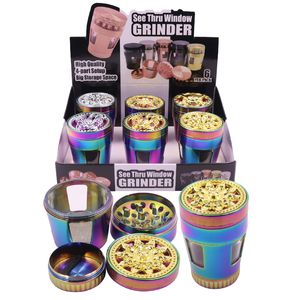 Animal Top Tobacco Herb Grinders Diameter 50mm X 65mm 4 Layers Spice Crusher Pepper tobacco Grinder Zinc Alloy Metal Rainbow