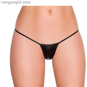 Briefs Panties M/XL/2XL/3XL Plus Size Erotic Latex Panties For Women Solid T-back Mini Sexy Thongs For Sex Underwear Transparent Sexy Lingerie T23601