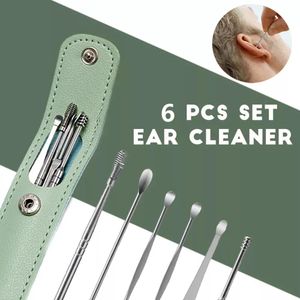Trimmare 6st/set öronvaxplockare rostfritt stål öronpickvaxborttagare Piercing Kit Earwax Curette Spoon Care Ear Clean Tool Ear Cleaner