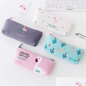 Pencil Bags Canvas Case With Cartoon Image School Supplies Stationery Gift Pencilcase Cute Box Tools Vt1446 Drop Delivery Office Bus Dhi03
