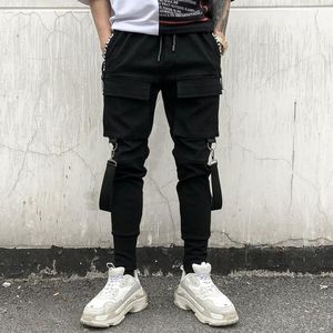 Spodnie nowe czarne spodnie ładunkowe chłopcy Hip Hop wielonosły harem mężczyzn streetwear punkowy pencil spodnie jogger męski w stylu koreański osobowość