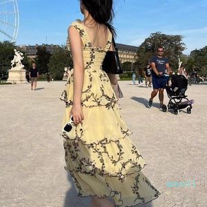 Casual Dresses Designer Women's Dress Summer Sleeveless Sling French Fairy Floral Ruffles