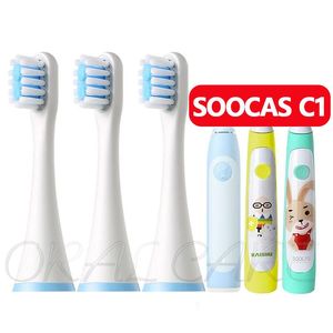 Cabeça 3pcs xiaomi mitu substitua a cabeça da escova de dentes MES801 Sóocas C1 Cabeça de escova para crianças a vácuo com capa de cabeça macia