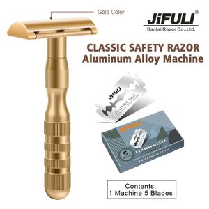 BLADE Premium Safety Shaver Aluminium Alloy Machine Rostfritt stål Bladen Dålig Vintage Classic Double Edge Razors Blade