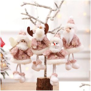 Dekoracje świąteczne Dekoracja drzewa wisiorek kreskówka Święty Święto Snowman Elk Renifer wiszący pluszowe lalki ozdoby Zabawki Xmas Home de dhd1i