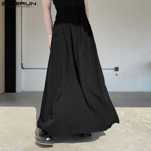 Men's Pants INCERUN 2023 Korean Style New Men's Simple Casual Solid Pantalons Party Nightclub Hot Sale All-match Wide Leg Skirts Pants S-5XL L230520