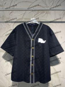 Xinxinbuy Homens designer Tee camiseta 23ss Carta jacquard tecido beisebol manga curta algodão mulheres branco preto XS-L