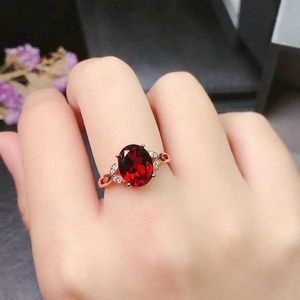 Cluster-Ringe, echter 925er-Sterlingsilber, Rubinring für Frauen, Eheringe, Anillos de Red Gemstone, Verlobungsschmuck