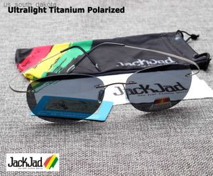 JackJad Mode Männer Fahren Ultraleicht Titan Polarisierte Sonnenbrille Marke Design Randlose Oval Rahmen Sonnenbrille Oculos De Sol L230523