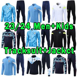 23 24 Haaland Soccer Jerseys Grealish Sterling Mans Cities Mahrez Tracksuit Jacket de Bruyne Foden 2023 2024 Football Tops Shirt Kids Set Sets