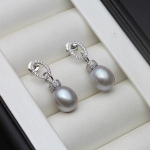 Natural Freshwater Grey Pearl Earrings Women,Trendy 925 Silver Stud Earring Fine Jewelry Anniversary Gift