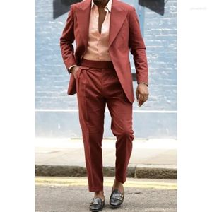 Męskie garnitury Summer Casual Men 2 -częściowy regularne dopasowanie blezer spodni
