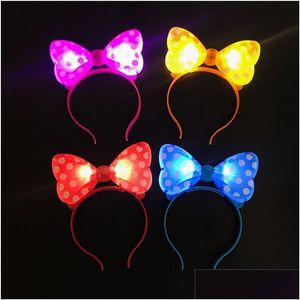 Altre forniture per feste per eventi Led Flash Light Emitting Bow Hairpin Fasce per bar da concerto Decorazioni di danza natalizia Puntelli Ragazze Dhvd6