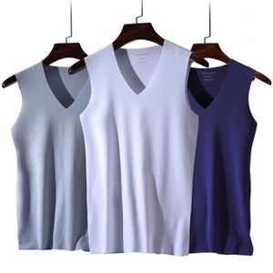 남성용 탱크 탑 3pcs No Trace Cool Men Vest Tank Tops 속옷 남성 언더 셔 셔츠 남성 보디 셰이퍼 피트니스 소매없는 남자 달리기 조끼 5xl 230531