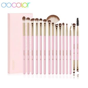 Brushes Docolor Pink 15Pcs Makeup Brushes Set Eyeshadow Eyeliner Eyelash Eyebrow Brush Beauty Make up Blending Tools Maquiagem