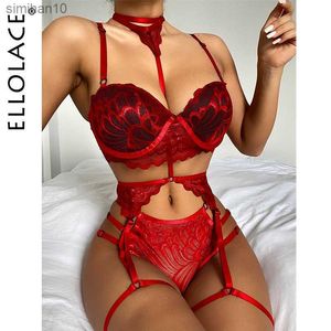 Cueca Calcinha Ellolace Sensual Lingerie Mulher Cueca Acolchoada Conjunto Liga Feminina Renda Sutiãs Push Up Calcinha fio dental Roupa íntima Feminina Roupa Sexy L230518