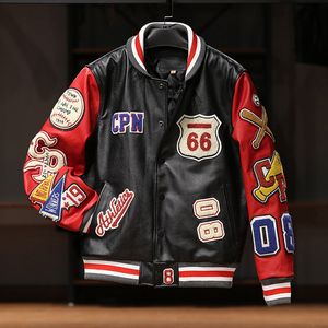 Jaqueta masculina jaquetas pesada indústria de couro homens motocicleta luxo designer bordado curto motociclista jaquetas de beisebol y2k streetwear inverno 230531 ft86