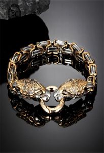 Never Fade Viking Dragon Head Pulseras Hombres Oro Acero inoxidable King Chain Snake Wristband Nordic Amulet Punk Male Jewelry Gift 29219501