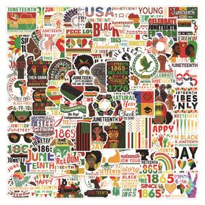 100 PCS BLACK HISTORY MONTH STICKERS JUNETEENTHグラフィティステッカー防水携帯電話ウォーターカップノートブック1865パスターデコレーションデカール卸売