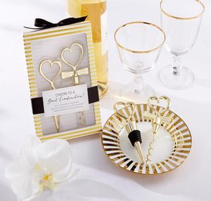 120pcs60boxes wiwatuje na świetny kombinację złotej butelki z złotym sercem i korkociągiem Win Win Wedding Prezent dla gości Bridal Favors6361865