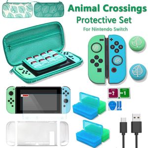 Taschen 12 in 1 für Animal Crossing Spielzubehörset für Nintend Switch Tragetasche Filmschutzhülle Griffkappen Ladekabelkarte