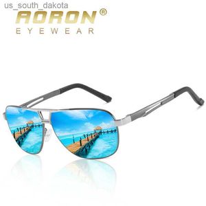 男性用のAoron Pilot Sunglasses偏光ヴィンテージサンガラス抗反射性アルミニウムフレームUV400レンテスデソルミュージャーL230523