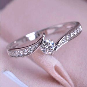 Band Rings Huitan Minimalist Engagement Wedding Rings for Women Round Cubic Zirconia Simple Elegant Female Accessories 2022 Fashion Jewelry J230531