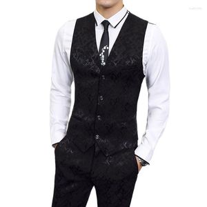 Gilet da uomo Left ROM Brand Men Black Business Banquet Suit Vest Size 6XL-M Fashion Luxury Wedding Prom Party Dress Homme Slim Fit Abbigliamento
