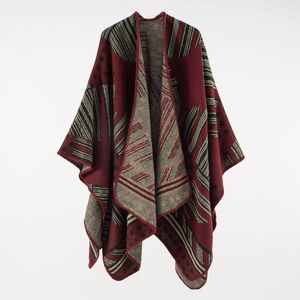 Halsdukar 155 135 cm höst och vinter geometriska linjer mode damer varm sjal mantel ponchos capes sjalar stora filt 2023