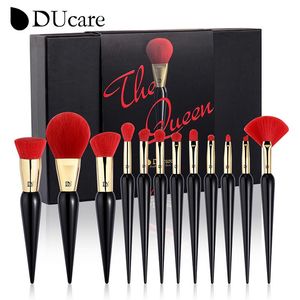 Pincéis DUcare Pincéis de maquiagem 12 unidades The Queen Seris Premium Gifts Foundation Powder Face Blush Eyeshadow Make up Brush Conjunto de cabo de borracha