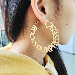 Hoop Huggie DODOAI Hoop Earrings Customize Name Earrings Personality Hoops With Statement Words Hiphop Multiple Letter Hoop Earrings for Her 230531