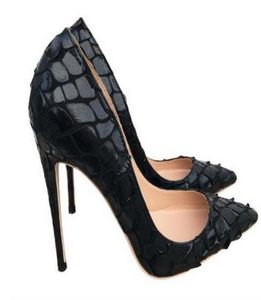 Модная змея узоры женщин повседневная дизайнерская леди черные обнаженные замшевые цветы заостренные носки для ноги насосы туфли обувь для туфли невесты 9977238