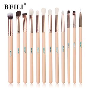 Brushes BEILI Professional 1215pcs Pink Rose Golden Eye makeup brush set Natural Goat Hair Eyeshadow Eyeliner Eyebrow Blending brushes