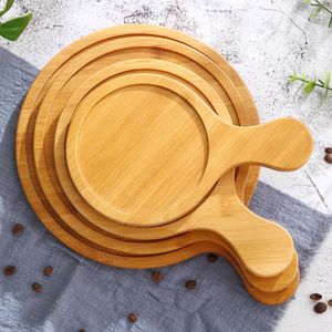 Plates 6-12inch Wooden Pizza Board Round With Hand Baking Tray Stone Cutting Platter Cake Bakeware Tools