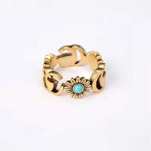 projektant biżuterii Bransoletka naszyjnik stokrotka brązowy płótno turkusowy pierścień dla par wysokiej jakości