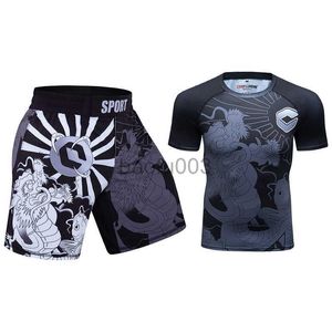 Erkeklerin izleri Cody Lundin 2021 Erkekler Sport Jiu Jitsu Forma Şortları Setler Fitness Bjj Boks Set Seti MMA Rashguard Fightwear Sporuit Boks Tee J230531