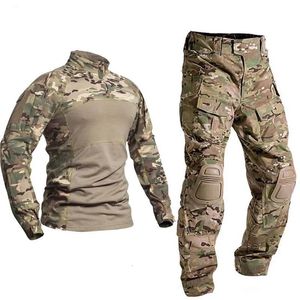 Hunting Sets Outdoor Hunting Suits Camouflage Military Tactical Uniform US Army Airsoft Paintball Multicam Combat Hunting Clothing Knee Pad 230530