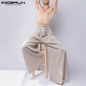 Pantaloni da uomo INCERUN Pantaloni da uomo 2023 Pantaloni da jogging con lacci Tinta unita Streetwear Pantaloni a gamba larga Pantaloni larghi a vita alta Casual Pantalon Hombre S-5XL L230520