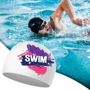 caps Swimming high elasticity super soft pool anti slip design quick printing swimming female ear protection cap P230531