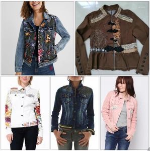 Women's Jackets Foreign Trade Original Single Spanish Female Denimshort Coat Hollowed Out Heavy Industry Embroidery Sequin Lapel