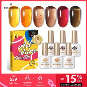 Secadores 6 garrafas 10 ml Jelly Pink Glitter Gel Polish Kit nascido bastante chamativo em gel espumante.