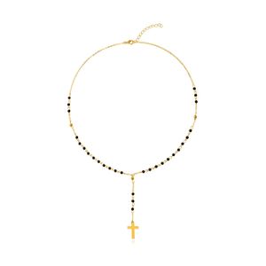 Gold-Kreuz-Halskette für Frauen, lange Quaste, türkisfarbene Perlen-Kreuz-Halskette, Trend-Schmuck, Großhandel, christliche Halskette, Kruzifix-Halskette, Geschenk für Sie