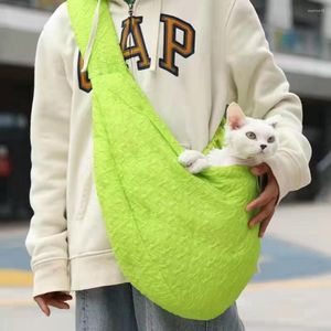 Cat Carriers Carrying Bag Wide Shoulder Straps Embossed Fabric Pet Inner Pocket Anti-scratch Dog Messenger