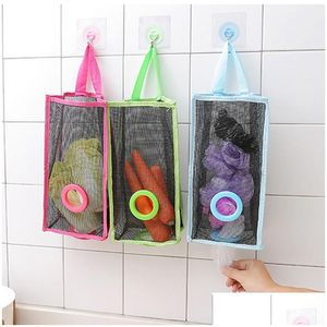 Other Kitchen Storage Organization Hanging Trash Bag Breathable Mesh Bags Mtifunction Vegetables Wall Organizer Dh0800 Drop Delive Dhf69